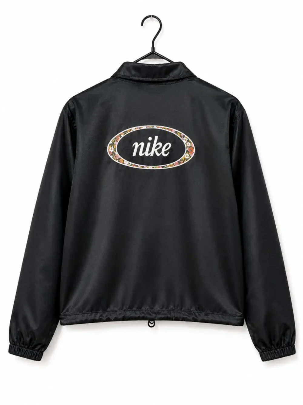 Nike Sportswear Coach Jacket | Women's Large | Black Floral Logo | Mesh Lined